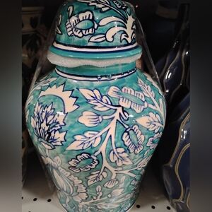 Floral Blue and White Ceramic Vase